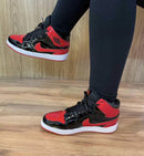 Jordan Mid Preto/Vermelho Brilhante